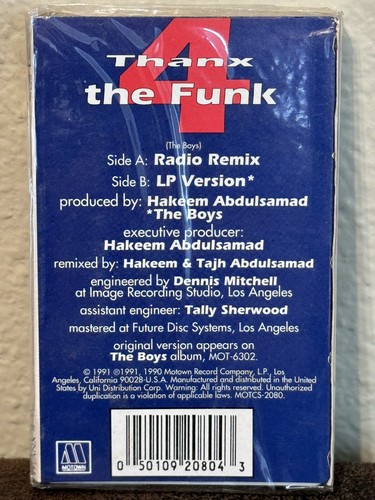 THE BOYS "THANX 4 THE FUNK" CASSETTE SINGLE - 80'S CLASSIC SEALED HIP HOP & R&B - Picture 6 of 6