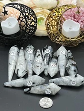 Natural Rainbow Moonstone Blue Flash Wands  L@@K Free ship & Gift