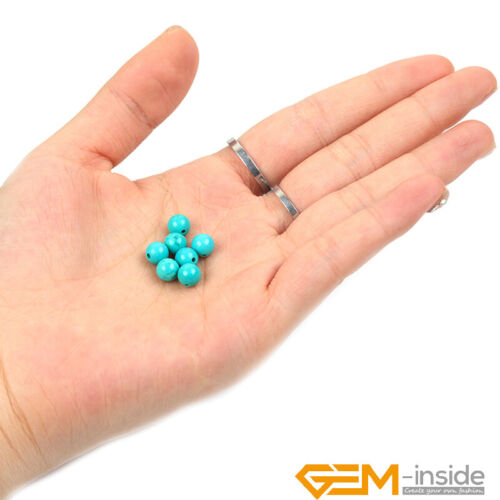 Round Blue Tourquoise Stone Loose Beads For Jewellery Making 15" Wholesale AU - Foto 31 di 70