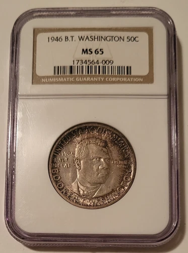 NGC 1946 Booker T Washington Commemorative Silver Half Dollar MS65 Toned*