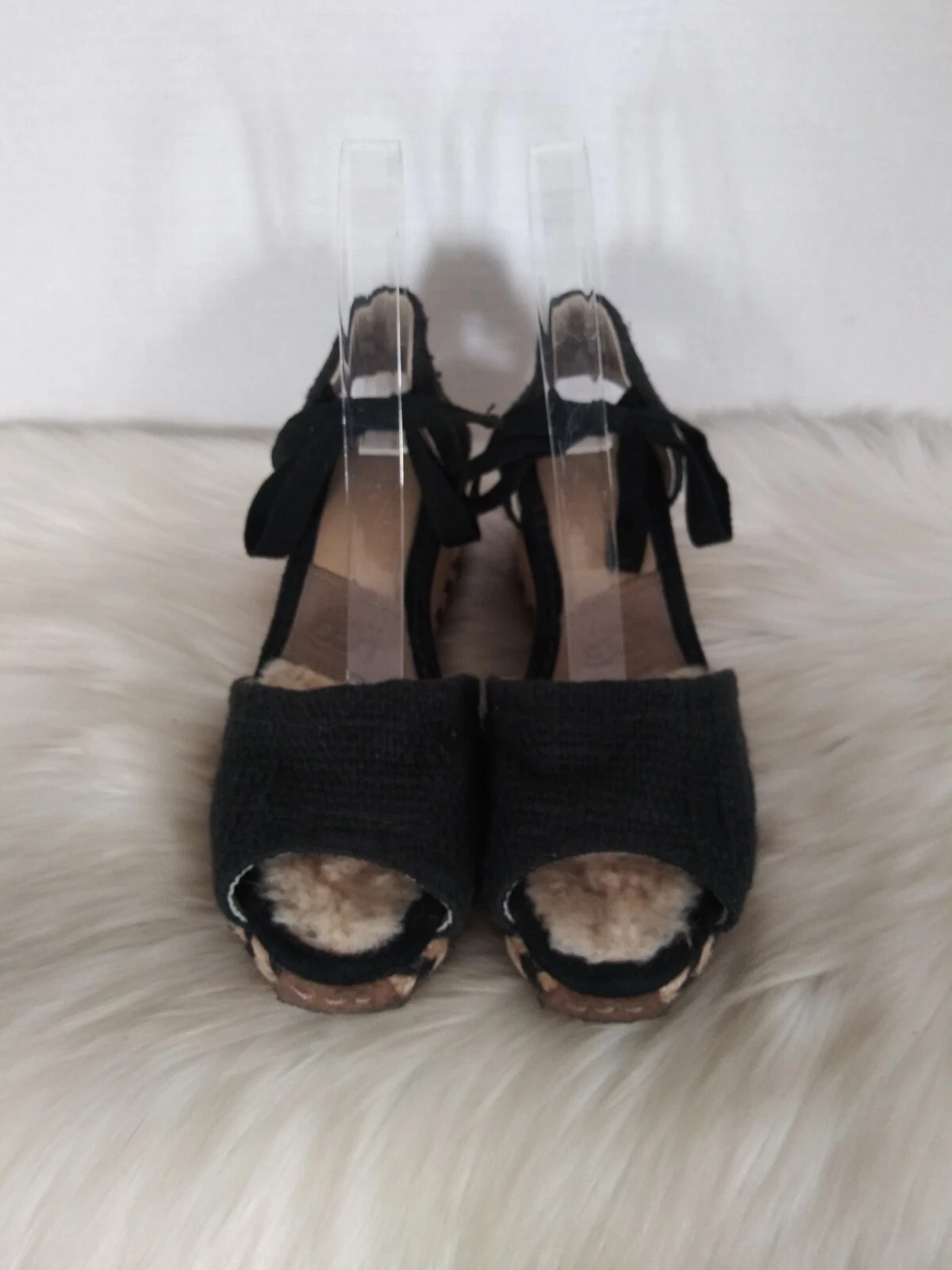 UGG Australia 1652 Mar donna 6 espadrilla cravatta zeppa tessuti neri