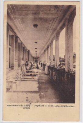 86564 Postcard Leipzig Hospital St. Georg Liegehalle in a lung hospital 193