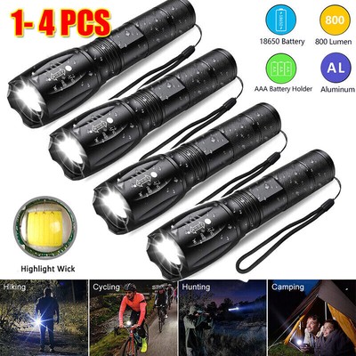 4Stk Super hell 90000LM Taschenlampe LED Taktisches Zoom Camping Flash licht DE