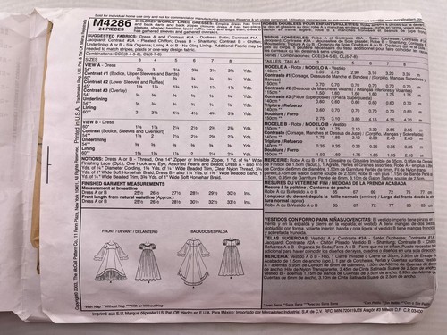 McCall's 4286 Formal Flower Girl Dress Sewing Pattern Train 3 4 5 6 - Picture 3 of 4