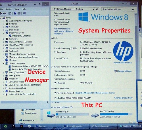 HP 15-r127nv Laptop 15.6" Intel N2840 2.16 GHz, 2GB, 500GB HD, WifI, HDMI, Win 8 - Picture 9 of 12