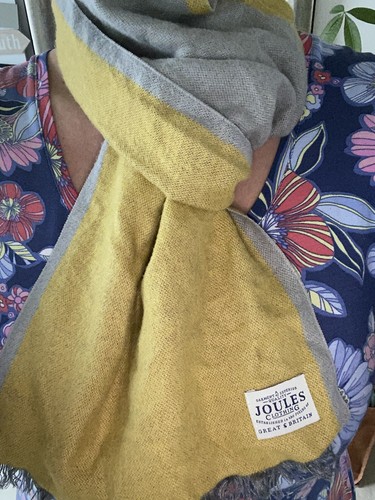 Joules Antique Gold & Grey Soft Scarf - 第 1/3 張圖片