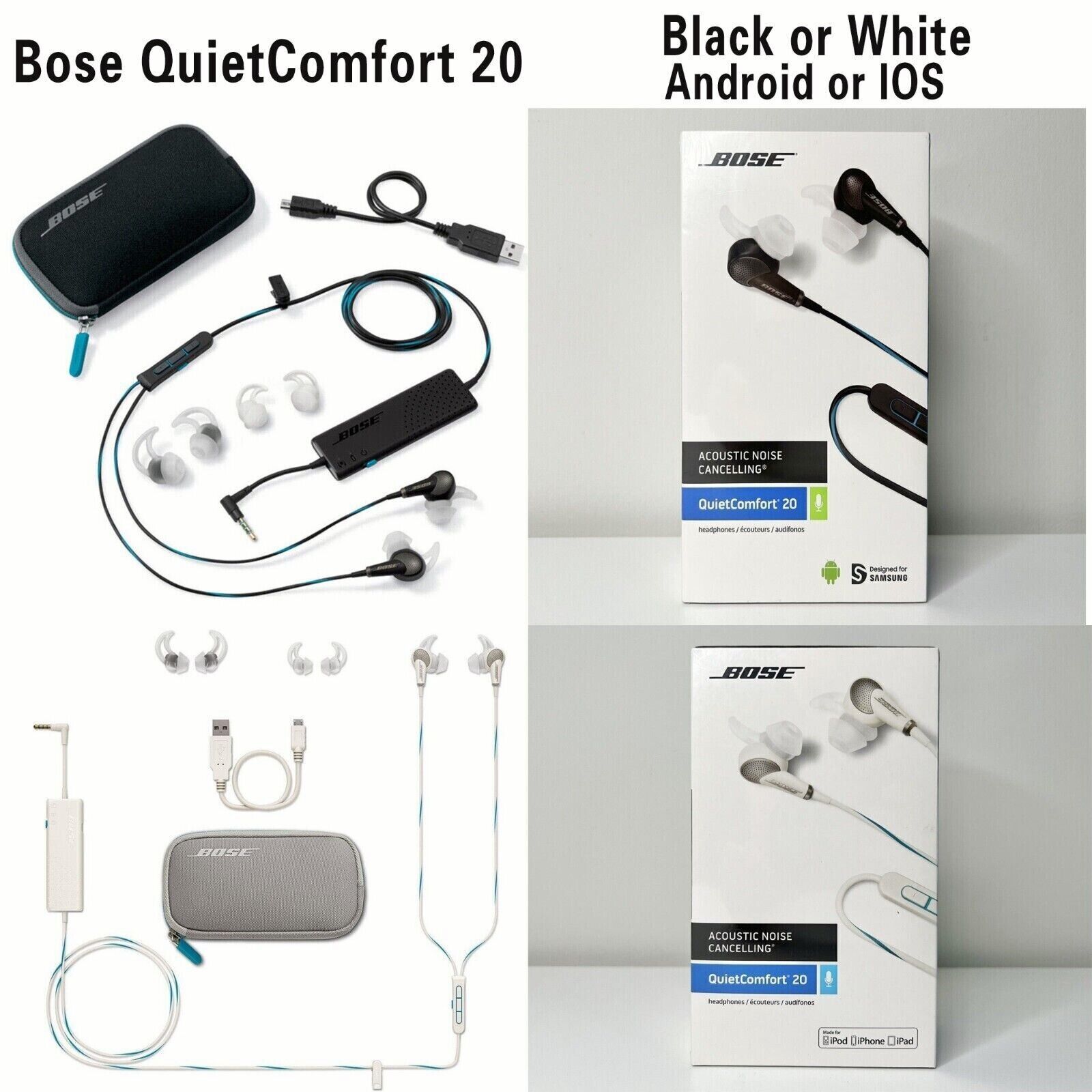 Bose QuietComfort20 Noise Cancelling Headpone Bose QC20 Earbuds For iOS/ Android eBay