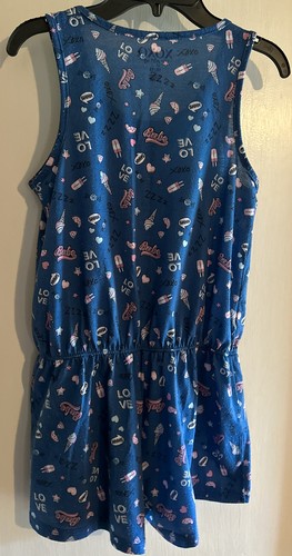 Girls “XOXO girl” Blue Loved Theme Pajama Romper Size 10/12 - Picture 2 of 7