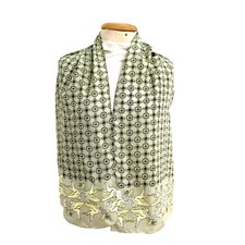 UNBRANDED POLKA DOT GREEN RECTANGLE Silk scarf 56/14 in A91