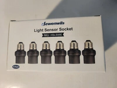 DEWENWILS DEWENWIL 6 Pack Light Sensor Socket Dusk to Dawn Sensor Socket Light Bulb Black