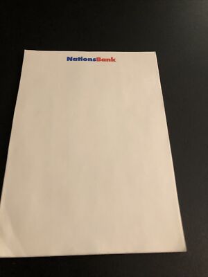 Vintage Nations Bank Writing Note Pad (Bank Of America) Good Condition