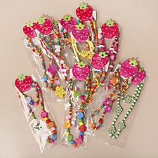 12Pcs/Set Cute Kid Girl Wooden Flower Heart Animals Beads Necklace Bracelet Set