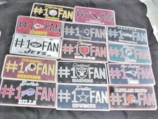 NFL METAL LICENSE PLATE 1 FAN NEW SEALED IN PLASTIC ON SALE