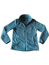 The North Face Jacket Womens Size M Fleece Fuzzy Teal Green Full Zip Pockets