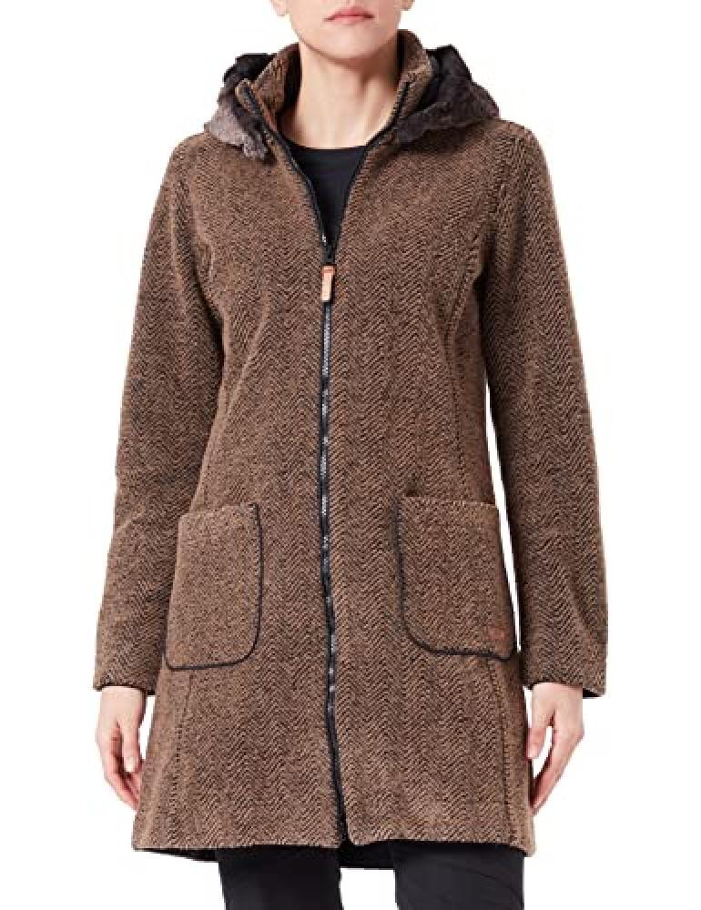 (TG. 44) CMP Parka in Lana Eco Fur, Giacca Donna, Dune-Nero, 44, Dune-Nero - NUO