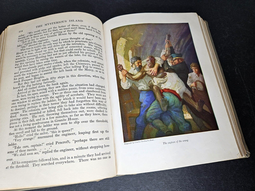 The MYSTERIOUS ISLAND by Jules Verne, Vtg 1920 Scribner’s HB Wyeth Illustrations - Picture 5 of 18
