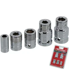 Neilsen 5pc Hex Socket Bit Holder Set Sockets 1/4" 3/8" 1/2" Drive 6mm - 10mm 