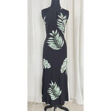 Ann Taylor Dress Rayon Palm Leaf Tropical Print Long Maxi Dress Sleeveless Sz 2