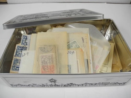 LATVIA, Excellent assortment of Stamps mostly in glassines(housed in a tin can)