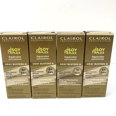 Lot 4 Clairol Pro Soy 4 Plex 6N 86N Dark Neutral Blonde Gray Buster New