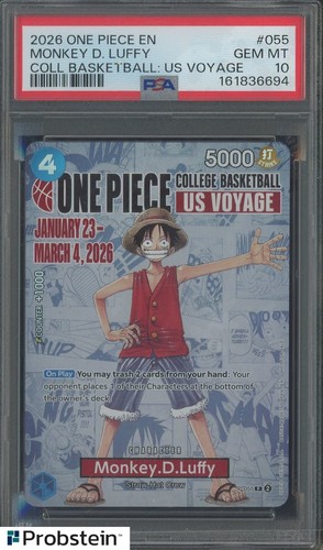 2026 One Piece EN College Basketball US Voyage #055 Monkey D Luffy PSA 10