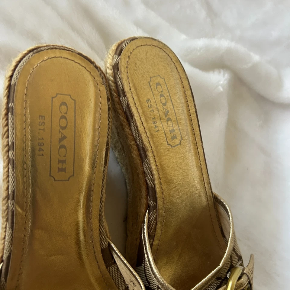 Coach Korrin Espadrille Wedges Women Size 7 Vintage Buckle Open Toe - Image 2 of 4