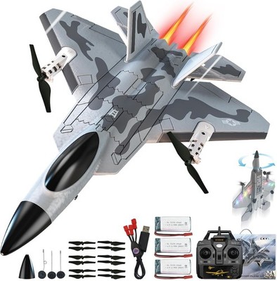 F-22 4CH RC Airplane - RTF w/ Transmitter, 3 Batteries, Charger, & Extra Parts