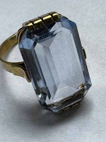 Vintage Soviet 875 sterling silver aquamarine ring USSR women's jewelry size 8.5