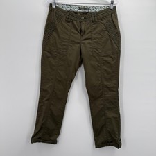 Prana Pants Womens 8 Green Organic Twill Straight Leg Ankle Utility W41170059