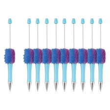 Fluffy Beadable Pens, Plastic Bead Pen for DIY Beads - 10 Pcs Blue Gradient