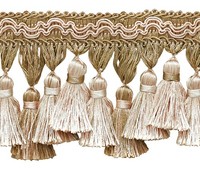 "DÉCopro 3 3/4\" Lange Quastenfransenborte, Farbe# 4001 - WeißE Sand [5 Yards]"