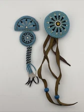 Native American Braid Wraps Pendant Handmade Beaded Leather Vintage Buckskin USA