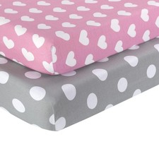 2 Pack Fitted Crib Sheets for Girls in 100 Jersey Knit Cotton   Baby Girl Cr...
