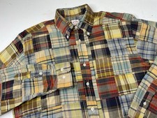 Brooks Brothers Patchwork Madras Plaid Shirt Button Long Sleeve Men  s Medium