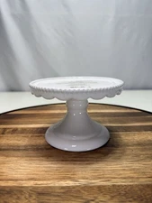 Bath & Body Works White Pedestal Candle Holder Stand Home Decor Scalloped Edge
