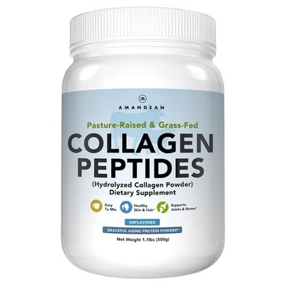 Collagen Peptides Powder (17.6oz). Grass-Fed Hydrolyzed Protein Supplement. P...