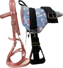 MINIATURE HORSE / SM PONY BAREBACK SADDLE PAD SET - HEARTS - BITLESS BRIDLE