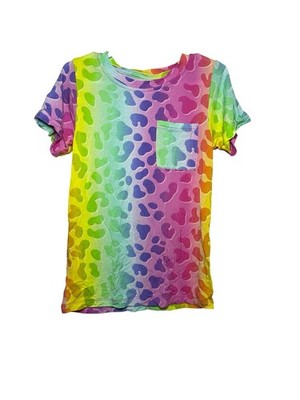 3T Bums and Roses Rainbow Animal Print Shirt, VGUC