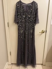 Adrianna Papell purple/grey Beaded Sequins Formal Dress, Size 12