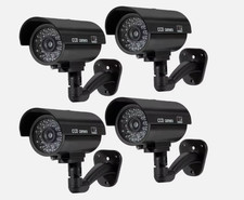 Pack of 4 Dummy Cameras, Fake Red LED Flashing CCTV Cameras