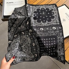 Sciarpa scialle doppio viso 60% cashmere 40% seta fazzoletto da collo nero paisley 65*65 cm