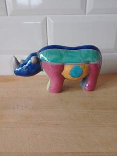 Handmade Raku South African Rhino Pottery