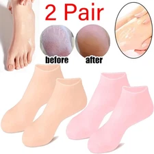 2 Pair Full Length Silicone Gel Moisturizing Socks Foot Care Protector Free Ship