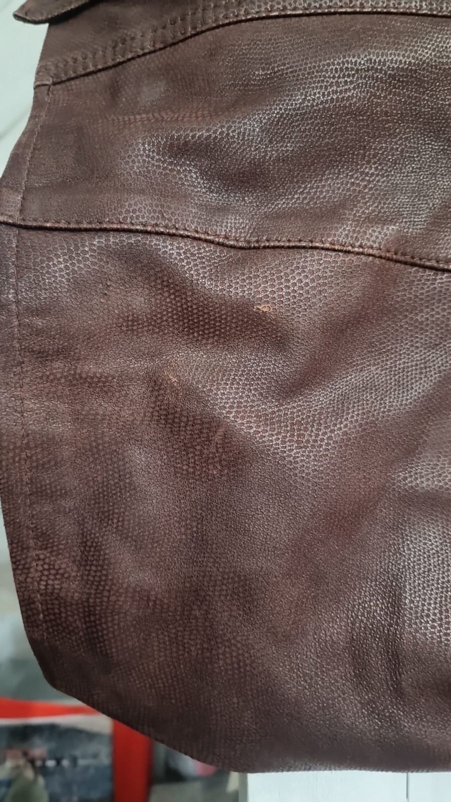 Womens Burgundy Leather Python Coat Jacket Size 5… - image 11