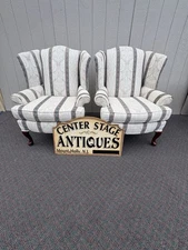 67035 Pair Oak Ridge Queen Anne Wing Chair s