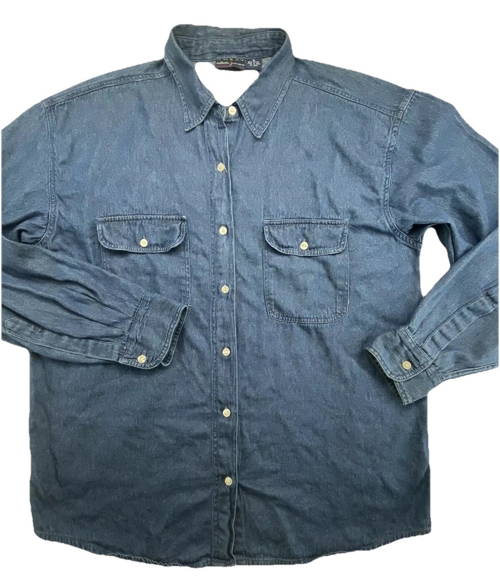 Amrav Denim Shirt Men’s X-Large Blue Heavy Cotton Button Up Long Sleeve  Pockets