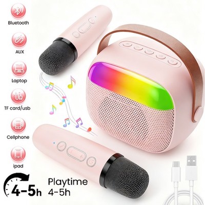 Karaoke Anlage Mit 2 Mikrofonen Bluetooth Karaoke Maschine für Kinder Geschenke