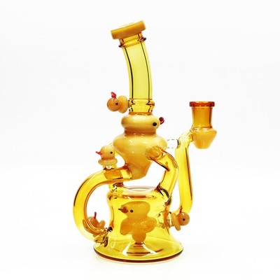 Uptake Duck Glass Bong 8in Tobacco Water pipes Smoking Recycler Bong &14mm bowls