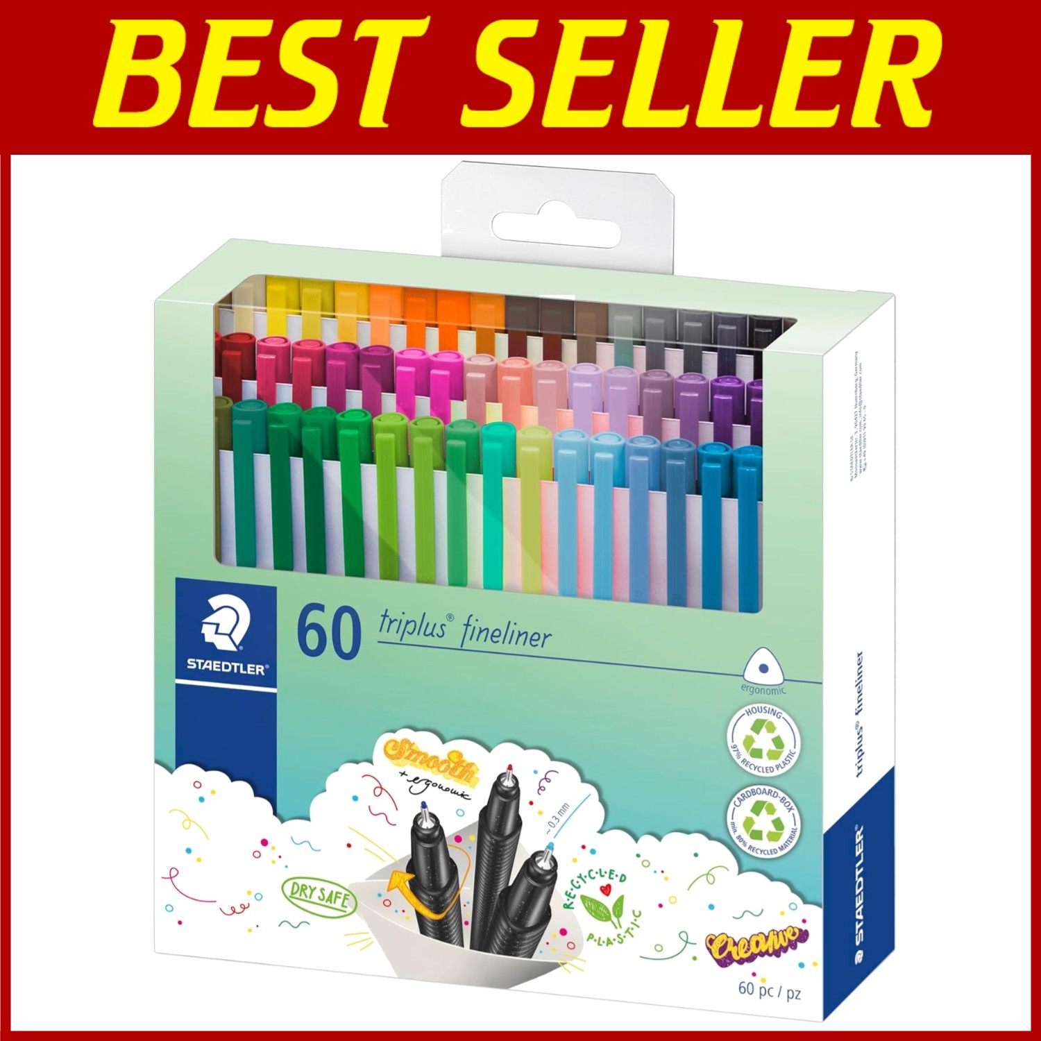 Assorted Colors Triplus Fineliner 60-Pack