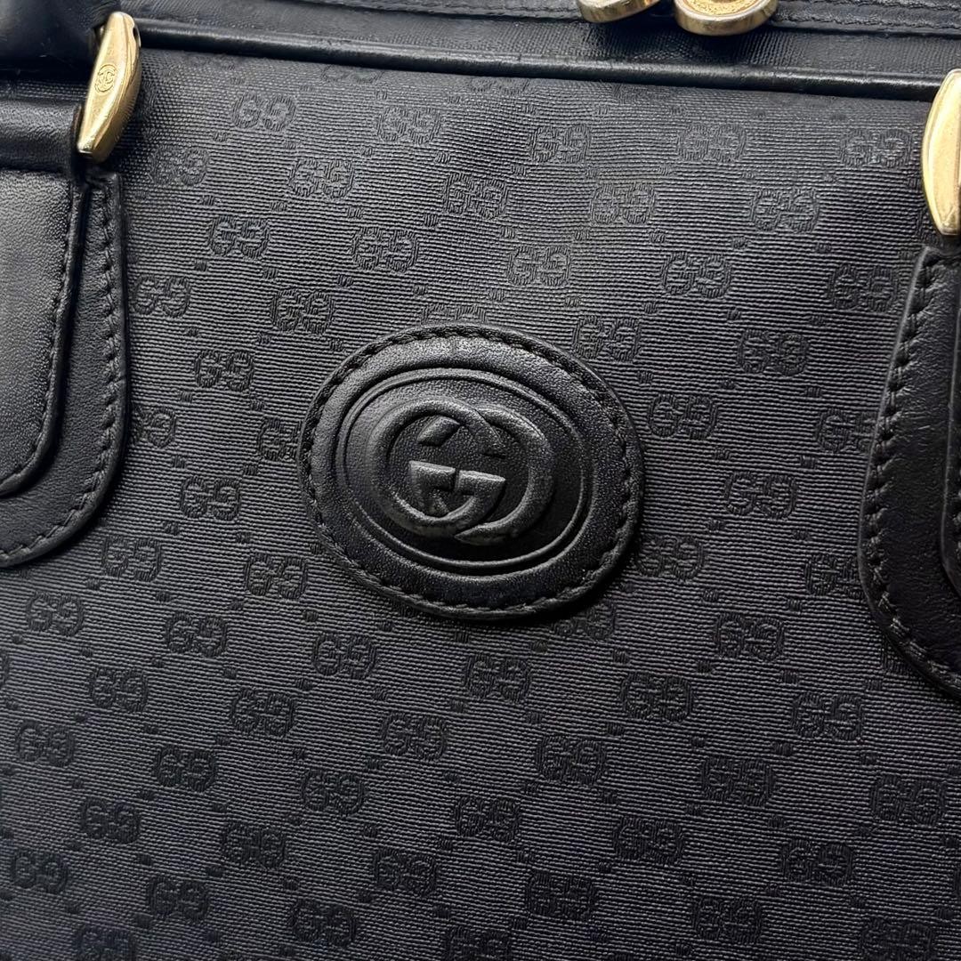 GUCCI Micro GG Interlocking Leather Handbag Black Authentic Excellent Condition — image 8